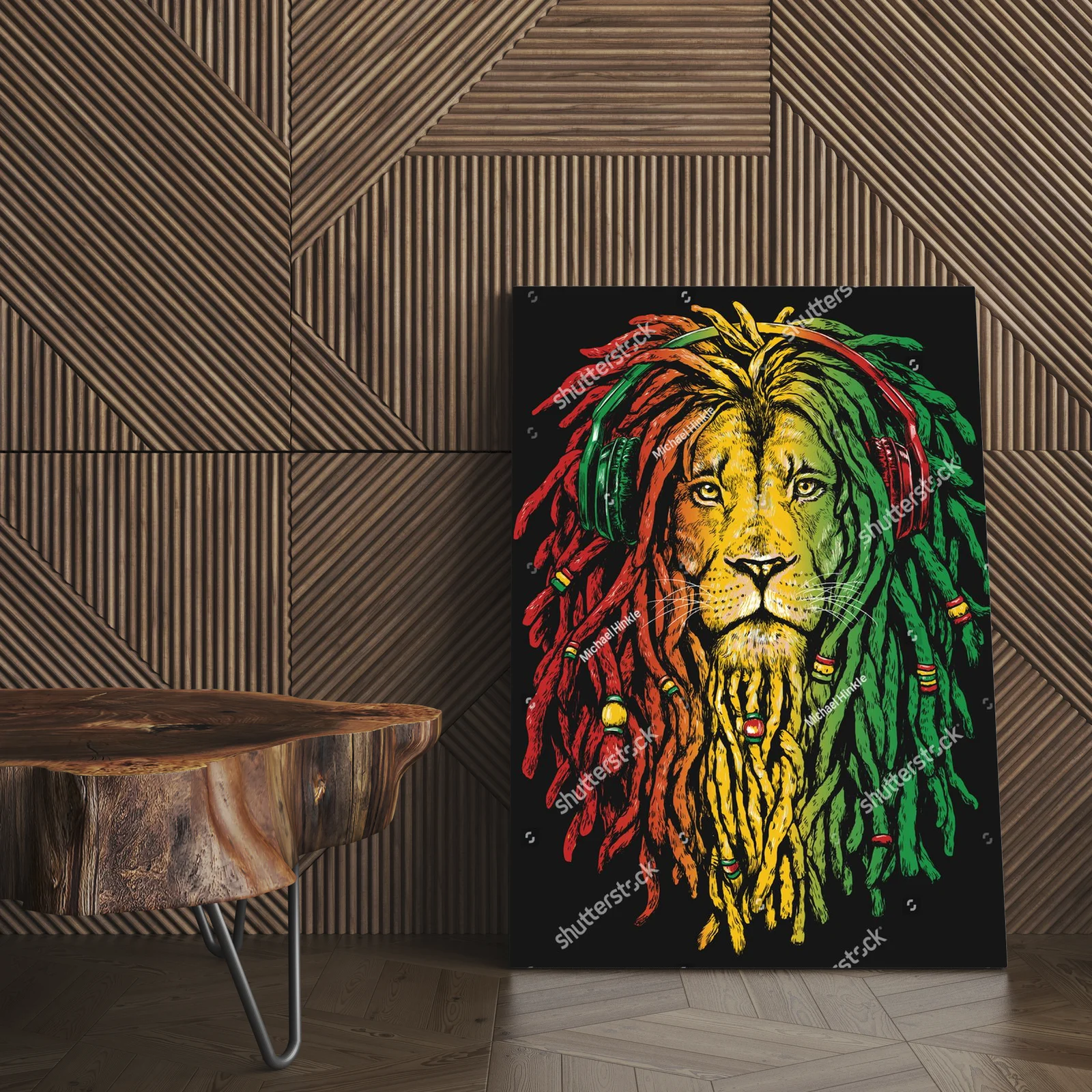 Rastafariański lew na głębokim tle
