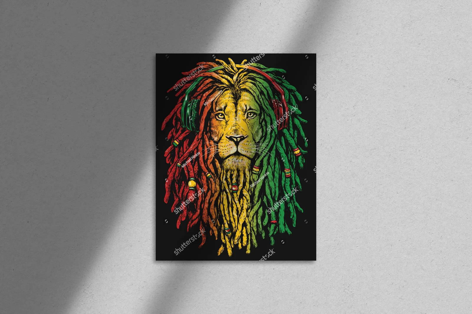 Rastafariański lew na głębokim tle