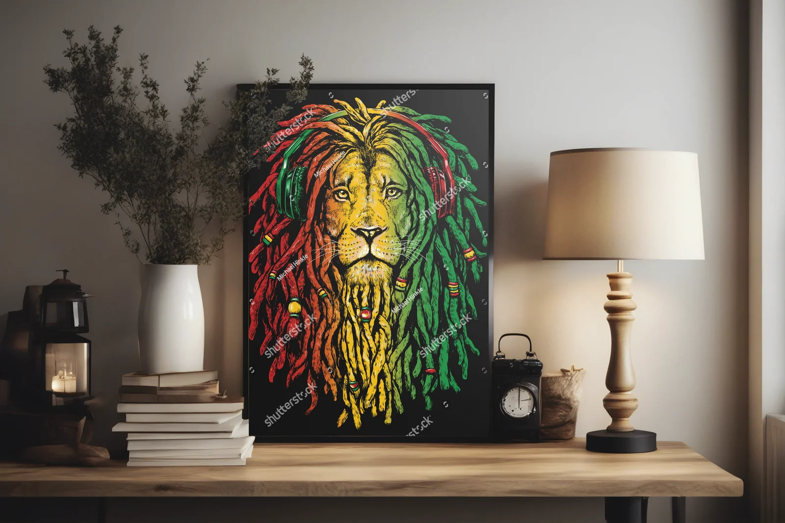 Rastafariański lew na głębokim tle