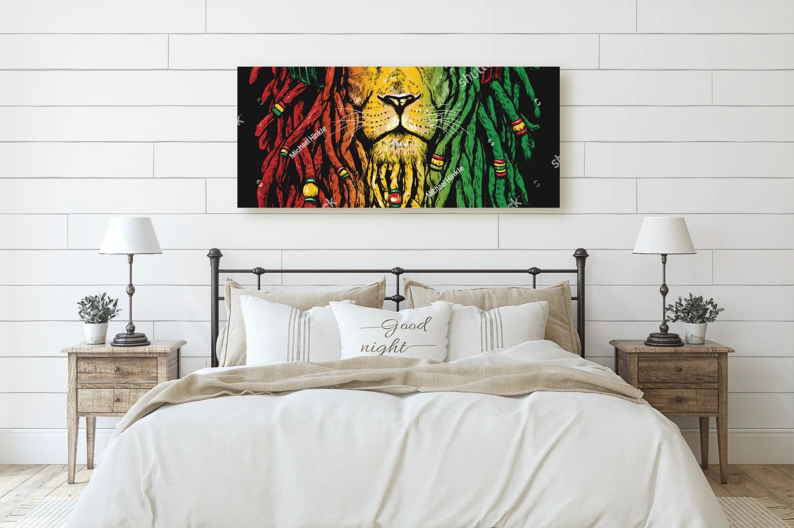 Rastafariański lew na głębokim tle