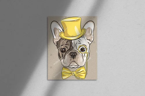 Wytworny francuski buldog w hipsterskim stylu