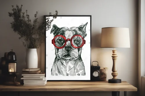 Stylowy portret psa w modnych okularach