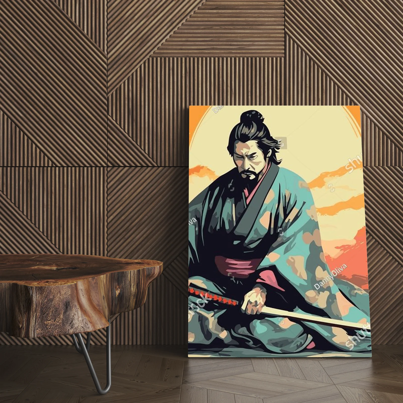 Mistrzostwo katany samuraja z elementami ukiyo-e
