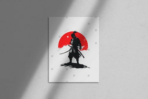 Silhouette samuraja w monochromatycznej aranżacji