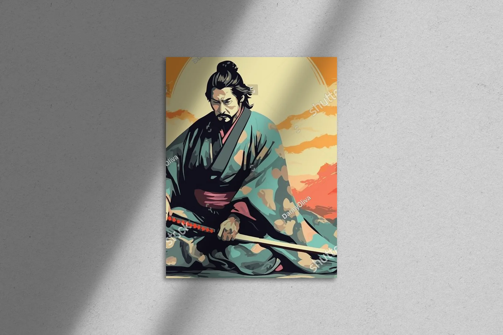 Mistrzostwo katany samuraja z elementami ukiyo-e