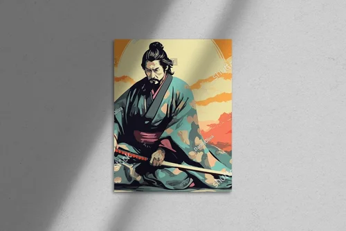 Mistrzostwo katany samuraja z elementami ukiyo-e