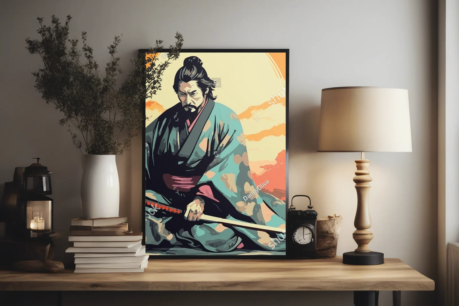 Mistrzostwo katany samuraja z elementami ukiyo-e