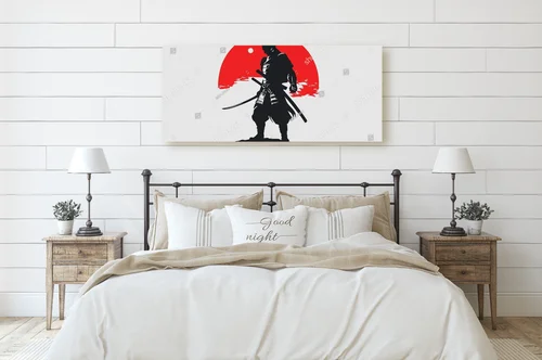 Silhouette samuraja w monochromatycznej aranżacji