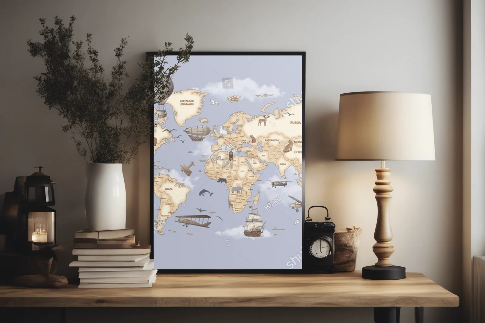 Zachwycająca mapa świata w pastelowych odcieniach