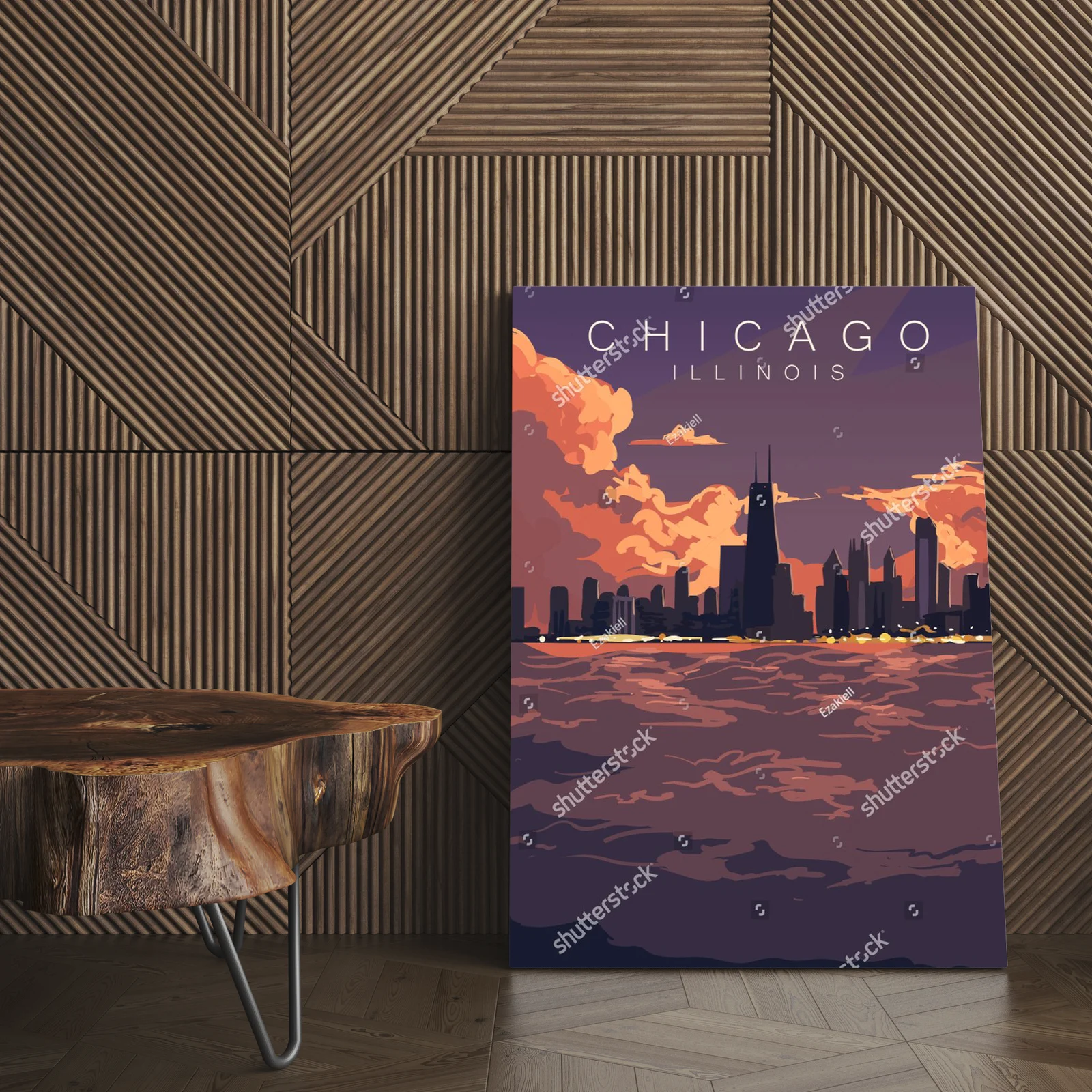 Zachwycający zachód słońca nad chicagowskim skyline'em