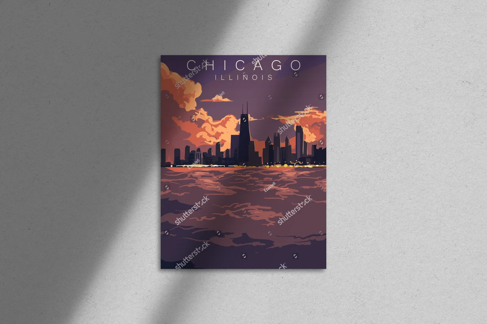 Zachwycający zachód słońca nad chicagowskim skyline'em