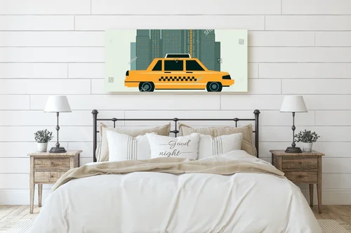 Zachwycający plakat Nowego Jorku z żółtym taksówką