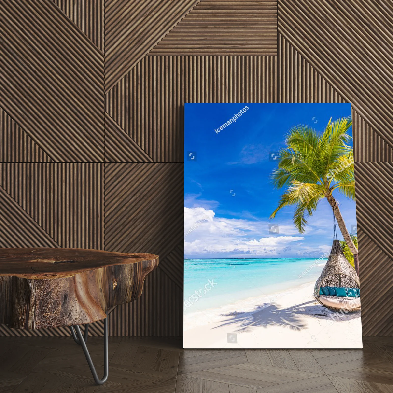 Rajska plaża z huśtawką w tropicalnej scenerii