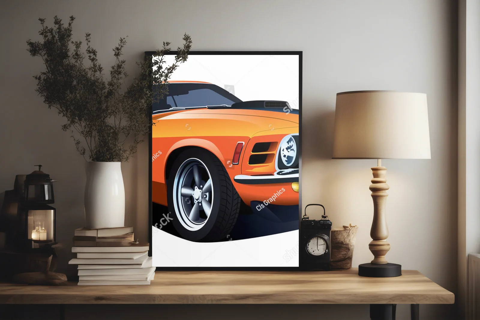 Stylowy muscle car z lat 70. w lśniącej bieli