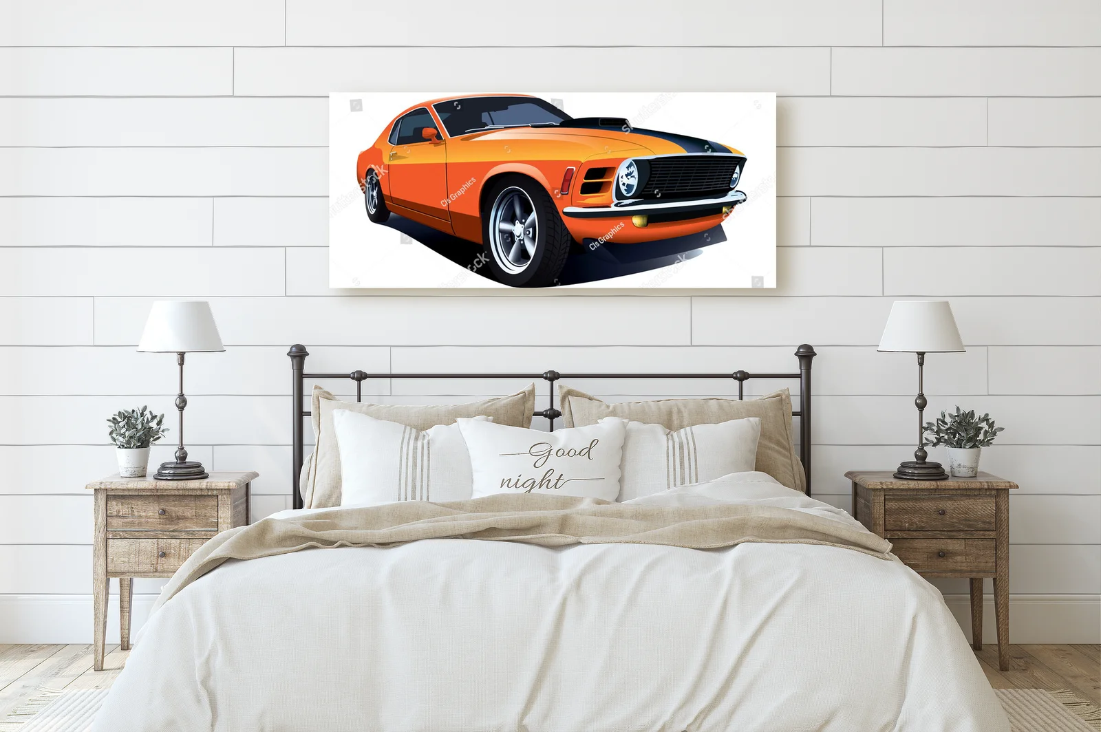 Stylowy muscle car z lat 70. w lśniącej bieli