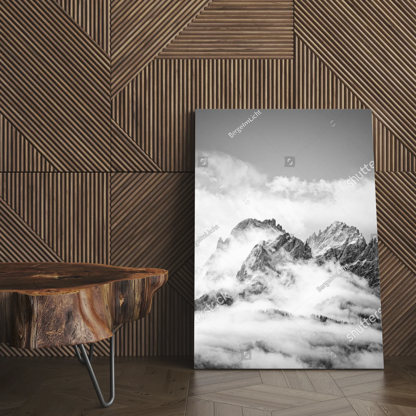 Zimowy pejzaż Dolomitów w monochromatycznej tonacji