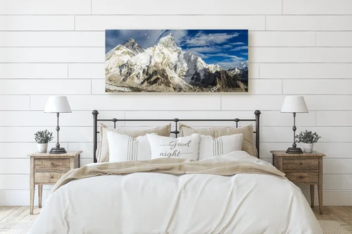 Panoramiczny widok na Everest i Nuptse z Kalar Patthar