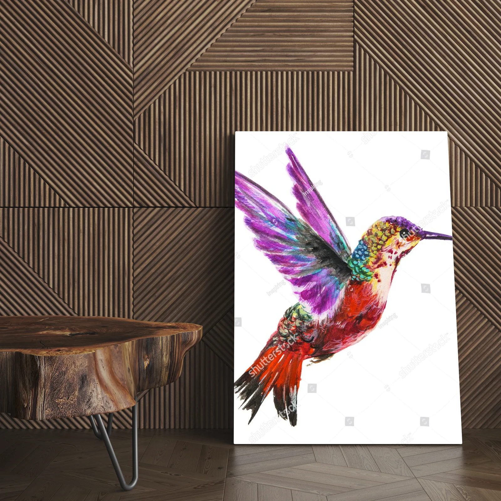 Hummingbird w kolorach tropików na białym tle