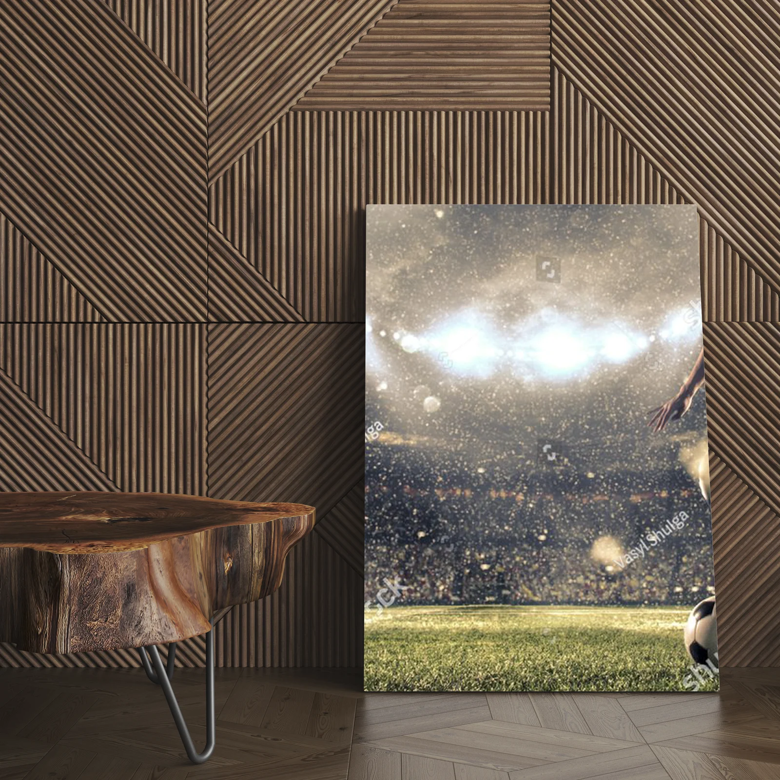Dynamiczne ujęcie piłkarza na stadionie