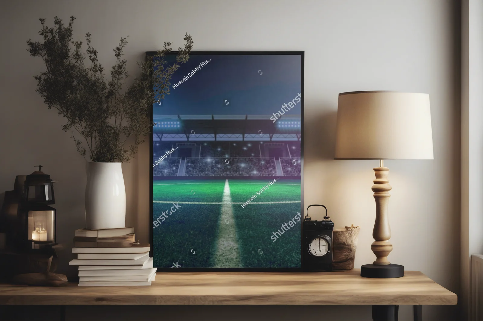 Opustoszały stadion w głębokich barwach sportu