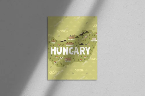 Nowoczesna ilustracja mapy Węgier w stonowanych kolorach