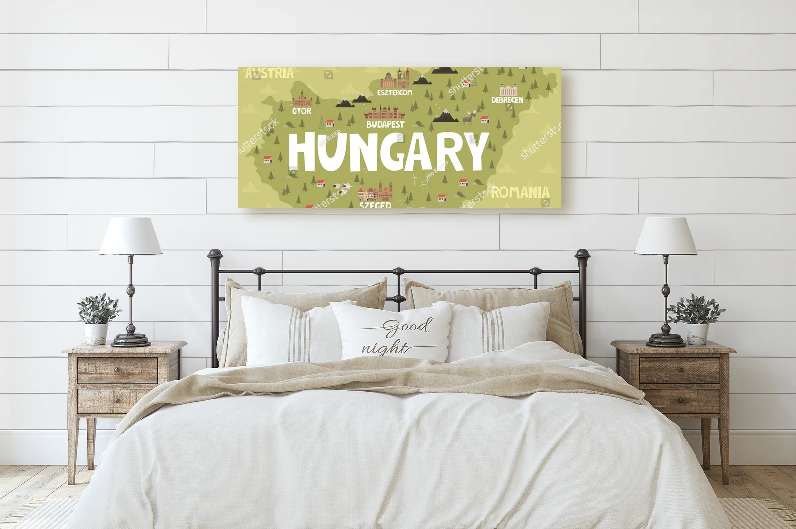 Nowoczesna ilustracja mapy Węgier w stonowanych kolorach