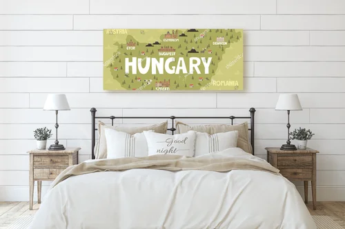 Nowoczesna ilustracja mapy Węgier w stonowanych kolorach