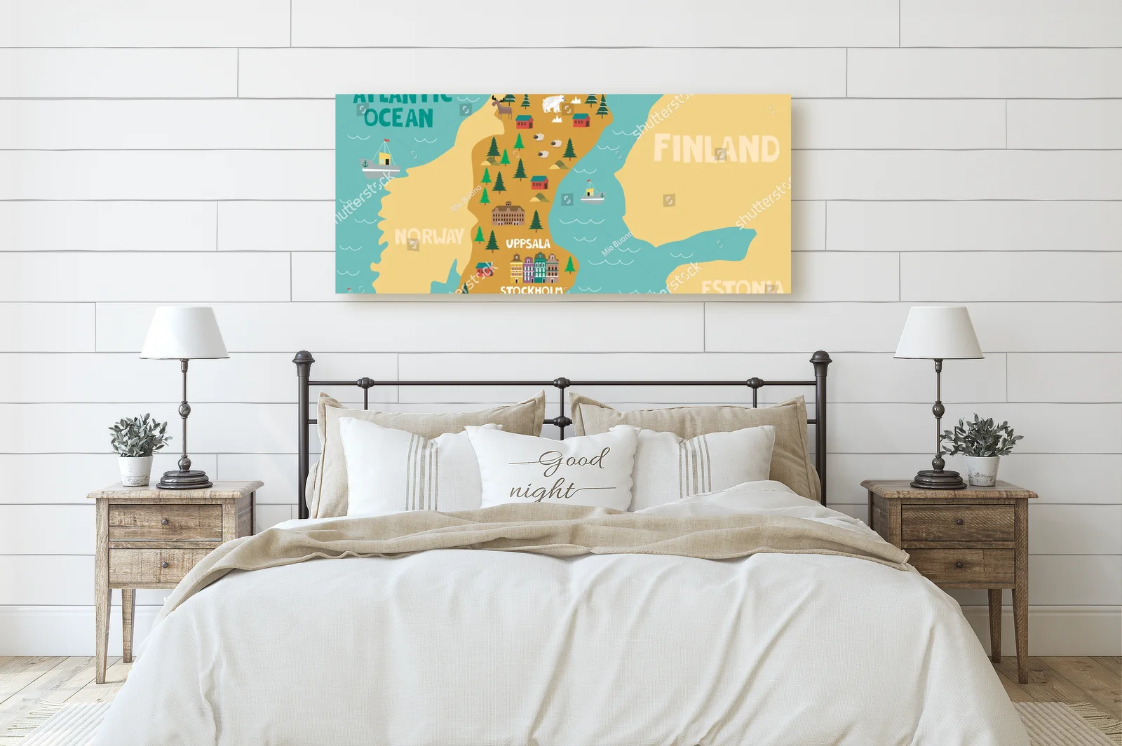 Ilustrowana mapa Szwecji w naturalnych odcieniach