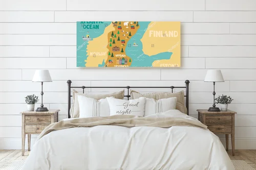 Ilustrowana mapa Szwecji w naturalnych odcieniach