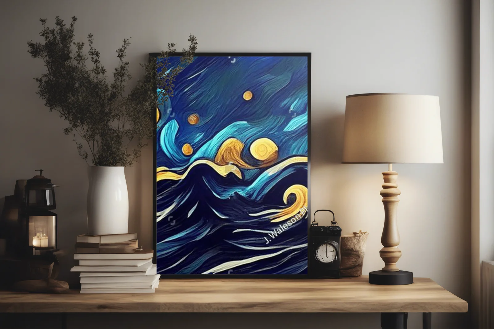 Nocny pejzaż inspirowany Van Goghiem