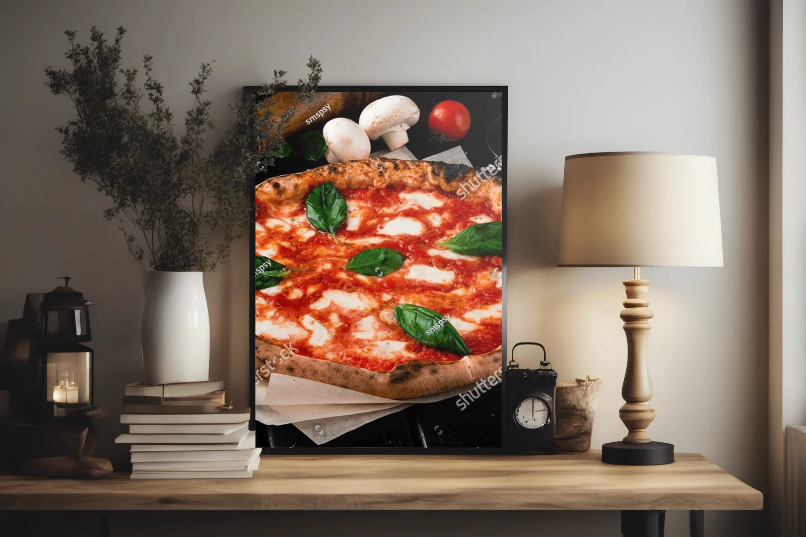 Aromatyczna kompozycja pizzy w ciemnych tonach