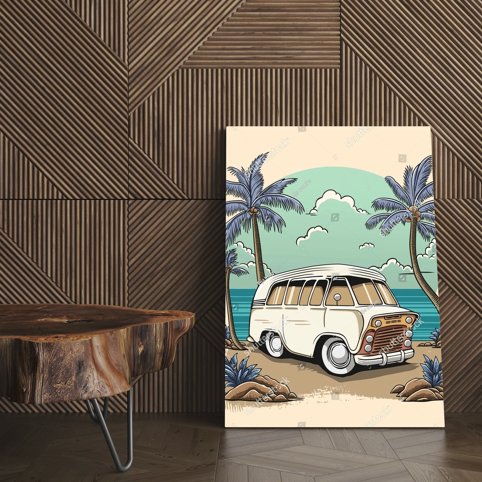 Klimatyczne retro auto na letniej plaży