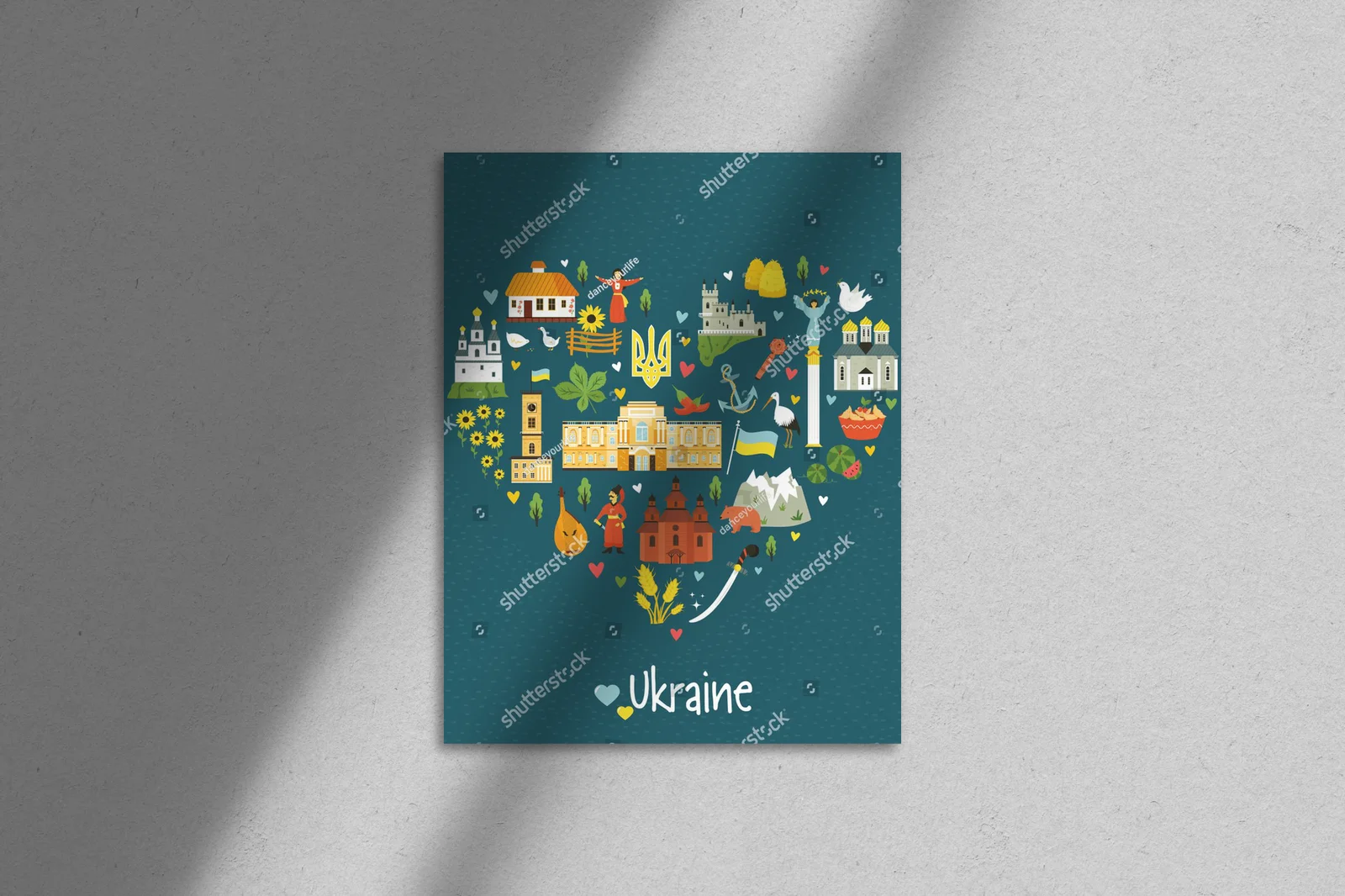 Abstrakcyjne serce pełne ukraińskiej kultury