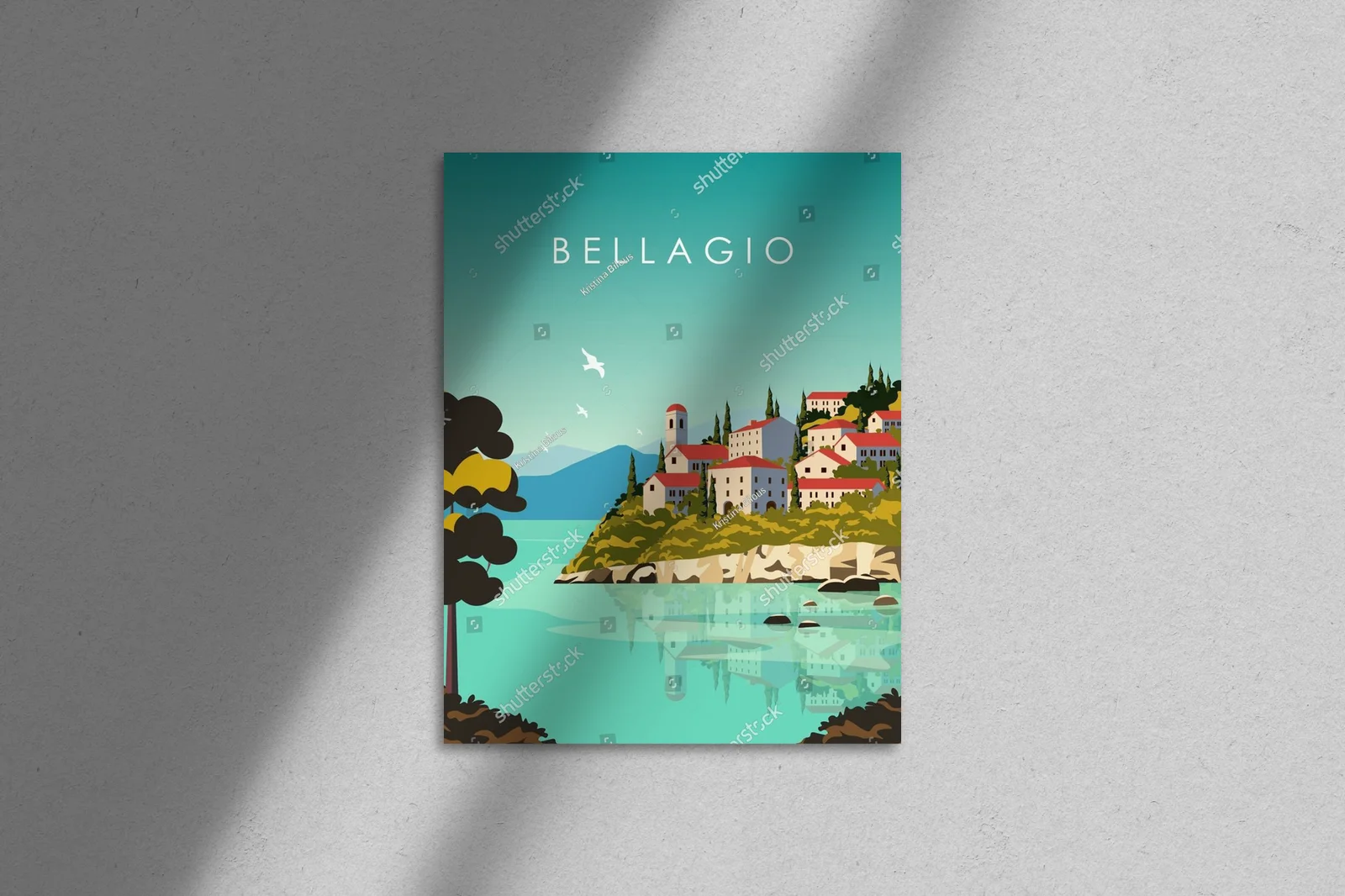 Urokliwa ilustracja Bellagio w delikatnych odcieniach