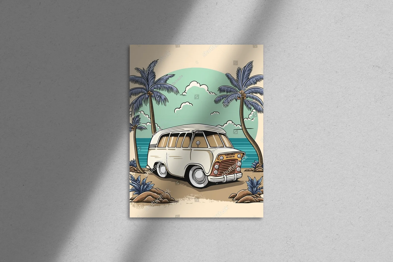 Klimatyczne retro auto na letniej plaży