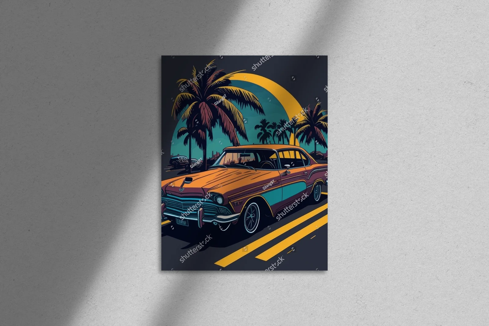Retro samochód na tle kalifornijskich plaż