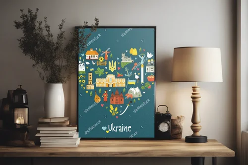 Abstrakcyjne serce pełne ukraińskiej kultury