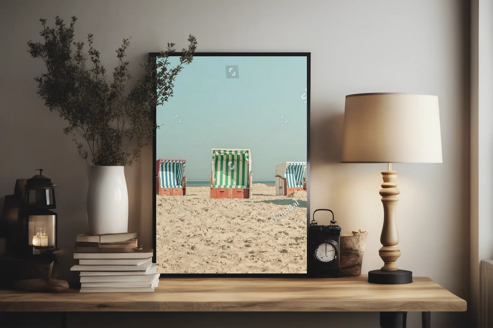 Kolorowa nostalgiczna plaża nad Bałtykiem