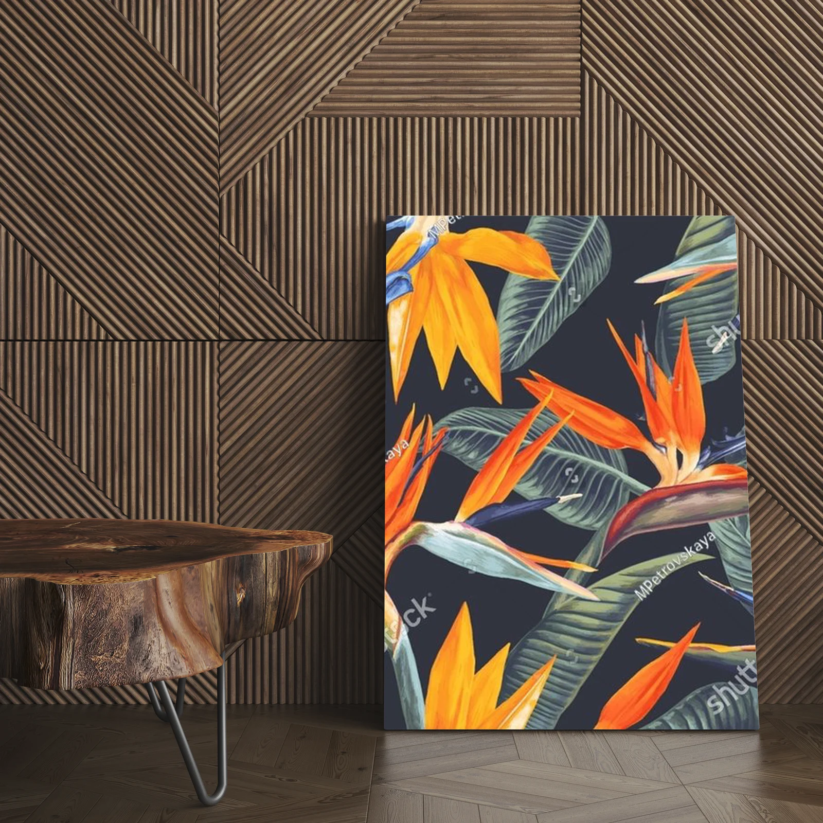Rajska kompozycja Strelitzia w tropikalnych barwach