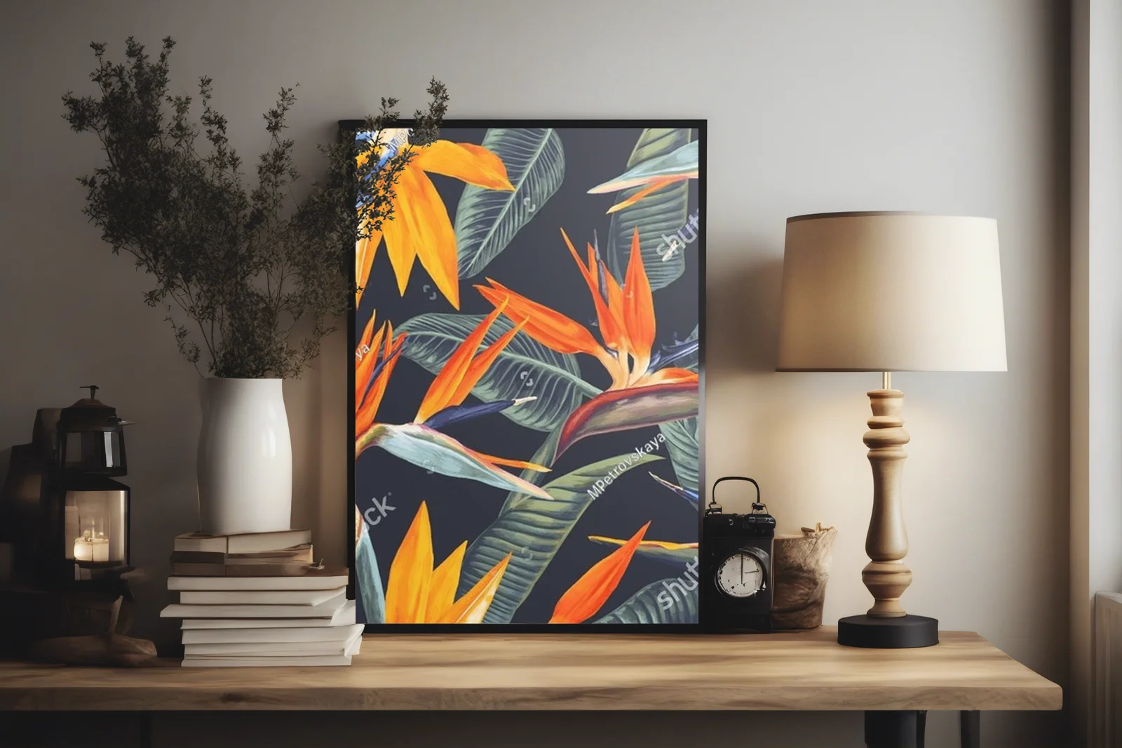 Rajska kompozycja Strelitzia w tropikalnych barwach