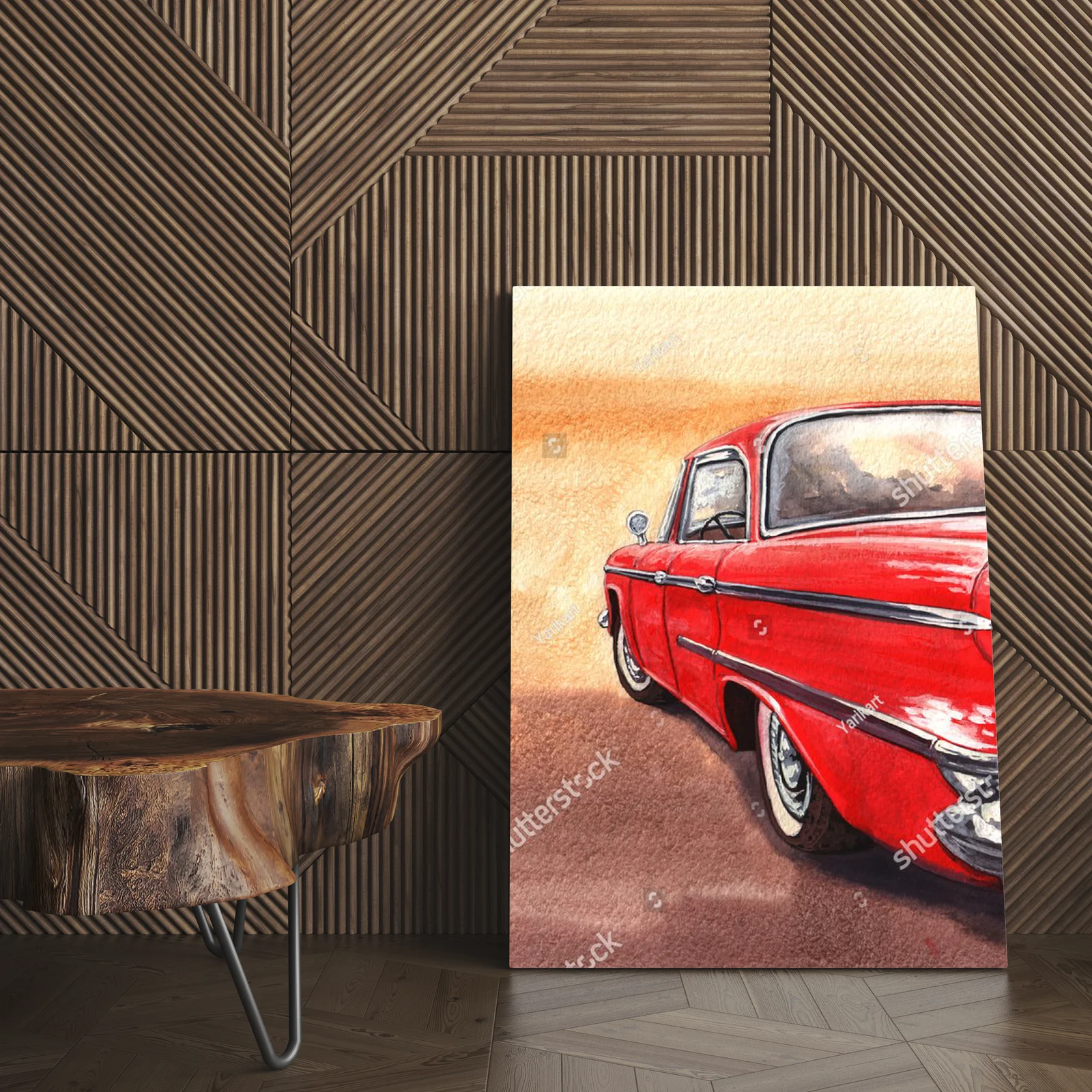 Retro auto w nostalgicznych barwach akwareli