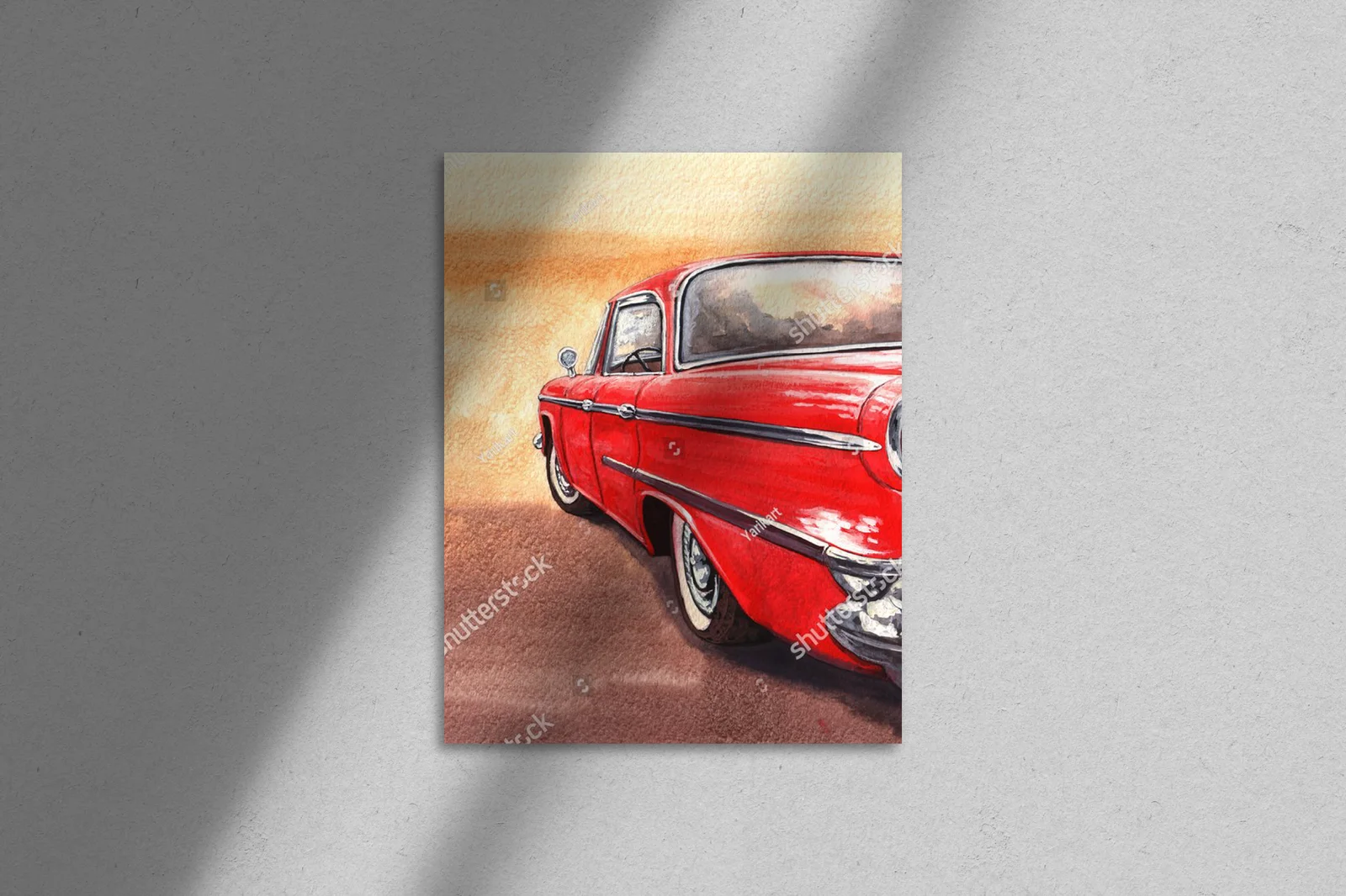 Retro auto w nostalgicznych barwach akwareli