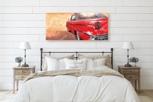 Retro auto w nostalgicznych barwach akwareli