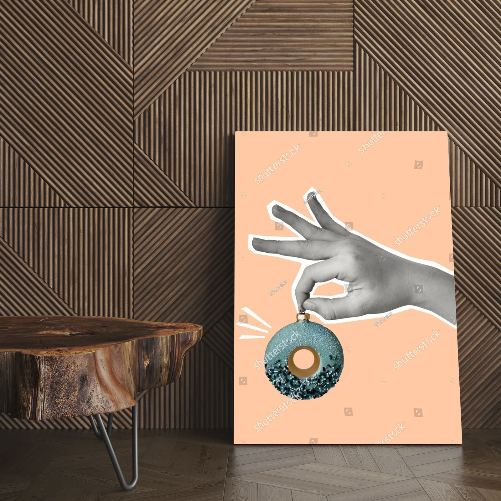 Radosna kompozycja z donutem w retro stylu