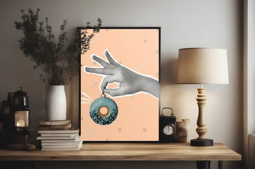 Radosna kompozycja z donutem w retro stylu