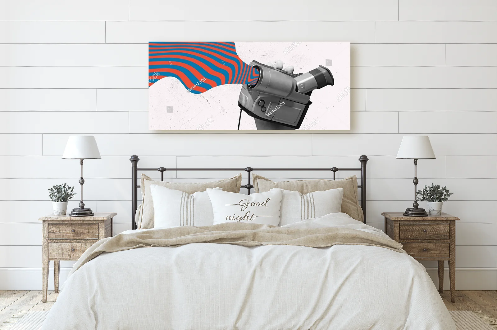 Funky kolaż z retro kamerą w pastelowej atmosferze
