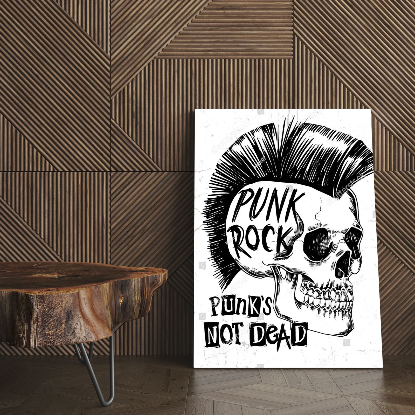 Mroczna czaszka punk rockowa w kontrastowych barwach