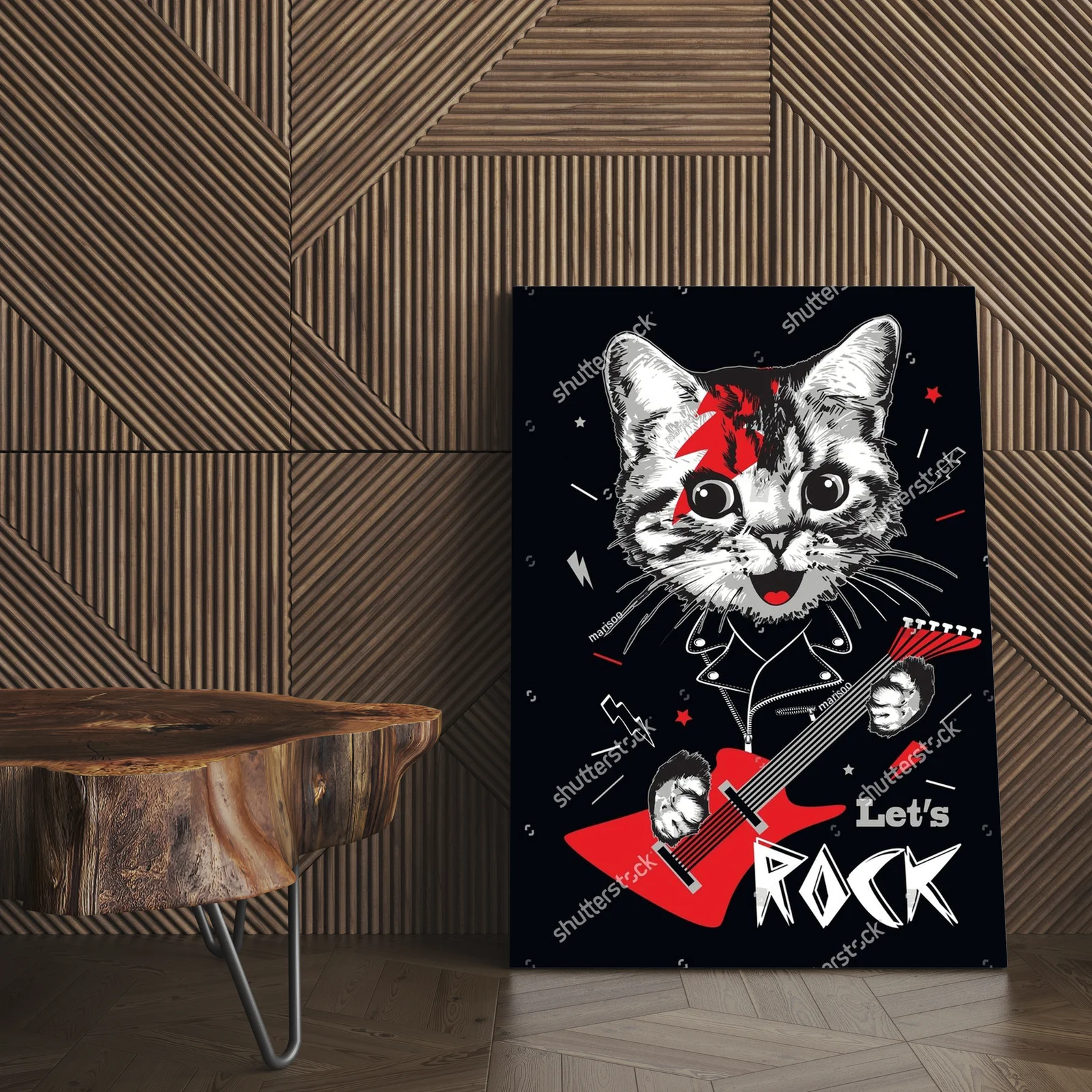 Uroczy koci portret z elektryzującą gitarą