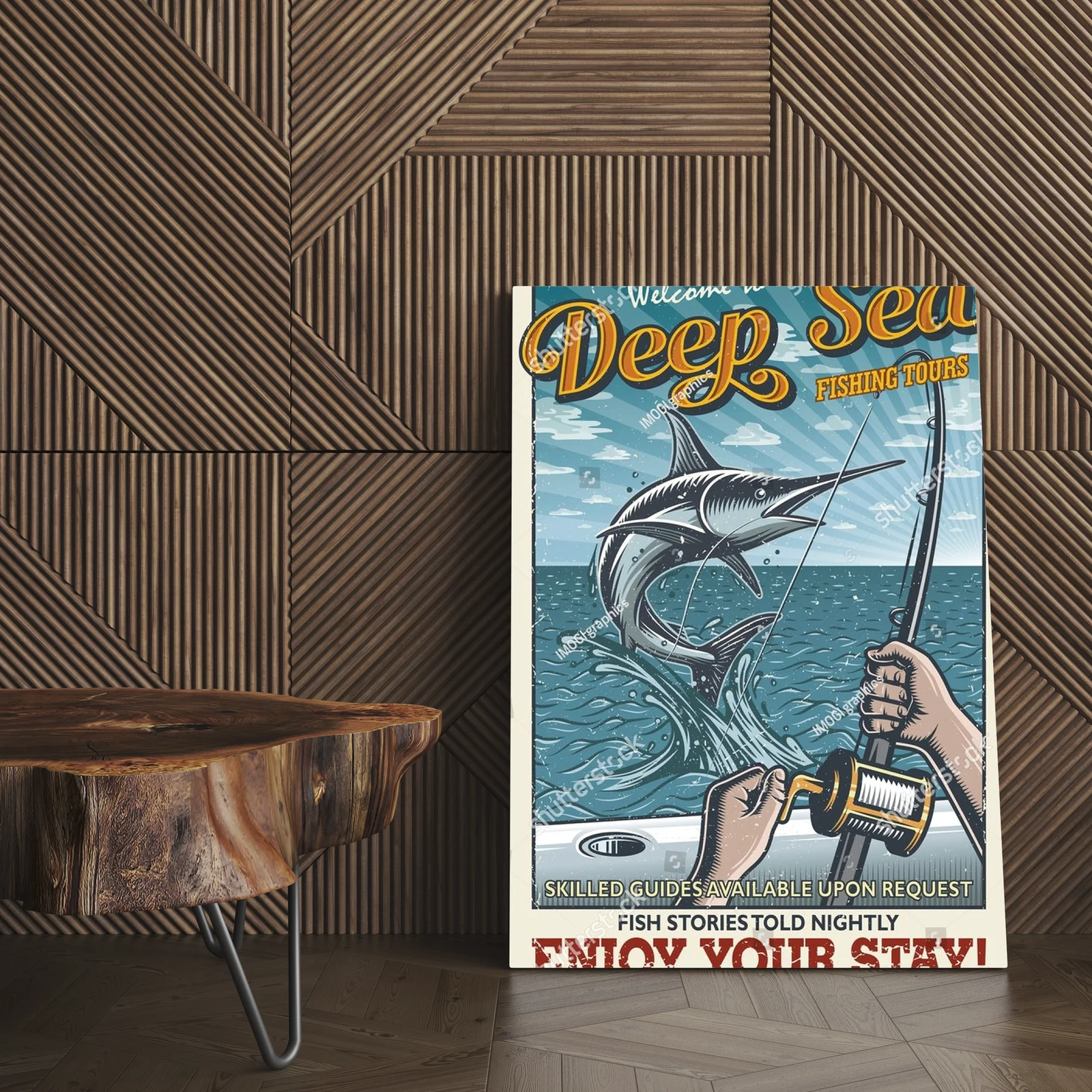 Vintage morski plakat z emocjami i przygodą