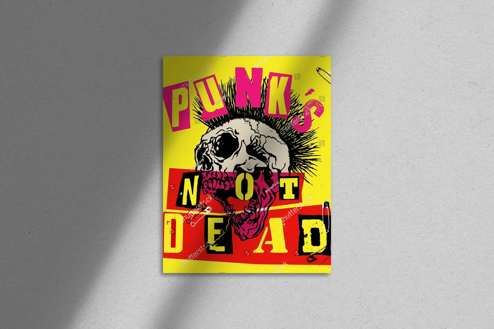 Punkowy schemat czaszki z charakterystycznym fryzura